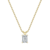 IGI Certified 1.50 Cttw Emerald Solitaire Lab Grown Diamond 4 Prong Pendant with 18 inch Gold Chain, 14K Solid Yellow Gold