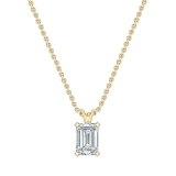 IGI Certified 2.50 Cttw Emerald Solitaire Lab Grown Diamond 4 Prong Pendant with 18 inch Gold Chain, 14K Solid Yellow Gold