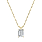 IGI Certified 3.00 Cttw Emerald Solitaire Lab Grown Diamond 4 Prong Pendant with 18 inch Gold Chain, 14K Solid Yellow Gold