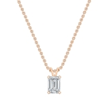 IGI Certified 1.50 Cttw Emerald Solitaire Lab Grown Diamond 4 Prong Pendant with 18 inch Gold Chain, 18K Solid Rose Gold