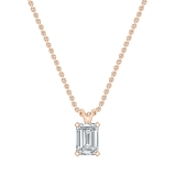 IGI Certified 2.50 Cttw Emerald Solitaire Lab Grown Diamond 4 Prong Pendant with 18 inch Gold Chain, 18K Solid Rose Gold