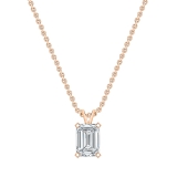 IGI Certified 3.00 Cttw Emerald Solitaire Lab Grown Diamond 4 Prong Pendant with 18 inch Gold Chain, 18K Solid Rose Gold