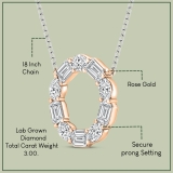 3 Cttw Emerald & Oval Alternate Lab Grown Diamond Circle Pendant with 18 inch Silver Chain, 18K Rose Gold