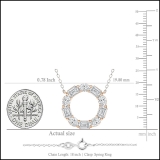 3 Cttw Emerald & Oval Alternate Lab Grown Diamond Circle Pendant with 18 inch Silver Chain, 18K Rose Gold
