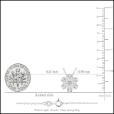 10K White Gold Floral Pendant Necklace for Women with 18 inch Silver Chain 0.93 cttw, Pear (0.80 ct) & Round (0.13 ct) Lab Grown White Diamond 