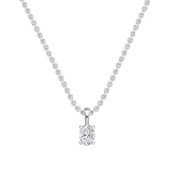 IGI Certified 0.75 Cttw Oval Solitaire Lab Grown Diamond 4 Prong Pendant with 18 inch Silver Chain, 10K Solid White Gold