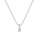 0.25 Cttw Oval Solitaire Lab Grown Diamond 4 Prong Pendant with 18 inch Gold Chain, 10K Solid White Gold