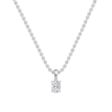 0.50 Cttw Oval Solitaire Lab Grown Diamond 4 Prong Pendant with 18 inch Gold Chain, 10K Solid White Gold