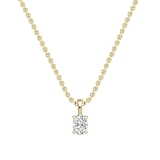IGI Certified 1.00 Cttw Oval Solitaire Lab Grown Diamond 4 Prong Pendant with 18 inch Gold Chain, 14K Solid Yellow Gold