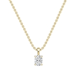 IGI Certified 1.50 Cttw Oval Solitaire Lab Grown Diamond 4 Prong Pendant with 18 inch Gold Chain, 14K Solid Yellow Gold