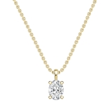 IGI Certified 3.00 Cttw Oval Solitaire Lab Grown Diamond 4 Prong Pendant with 18 inch Gold Chain, 14K Solid Yellow Gold