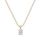 IGI Certified 1.50 Cttw Oval Solitaire Lab Grown Diamond 4 Prong Pendant with 18 inch Gold Chain, 18K Solid Rose Gold