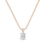 IGI Certified 2.00 Cttw Oval Solitaire Lab Grown Diamond 4 Prong Pendant with 18 inch Gold Chain, 18K Solid Rose Gold