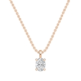 IGI Certified 2.50 Cttw Oval Solitaire Lab Grown Diamond 4 Prong Pendant with 18 inch Gold Chain, 18K Solid Rose Gold