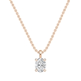 IGI Certified 3.00 Cttw Oval Solitaire Lab Grown Diamond 4 Prong Pendant with 18 inch Gold Chain, 18K Solid Rose Gold