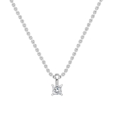0.25 Cttw Princess Lab Grown Diamond 4 Prong Solitaire Pendant with 18 inch Silver Chain, 10K White Gold
