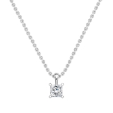 IGI Certified 2.50 Cttw Princess Lab Grown Diamond 4 Prong Solitaire Pendant with 18 inch Silver Chain, 10K White Gold