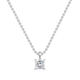 IGI Certified 3.00 Cttw Princess Lab Grown Diamond 4 Prong Solitaire Pendant with 18 inch Silver Chain, 10K White Gold