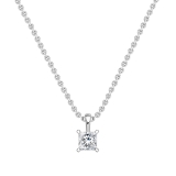 IGI Certified 2.00 Cttw Princess Lab Grown Diamond 4 Prong Solitaire Pendant with 18 inch Gold Chain, 10K White Gold