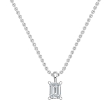 IGI Certified 3.00 Cttw Emerald Cut Solitaire Lab Grown Diamond 4 Prong Pendant with 18 inch Silver Chain, 925 Sterling Silver