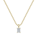 IGI Certified 1.00 Cttw Emerald Cut Solitaire Lab Grown Diamond 4 Prong Pendant with 18 inch Gold Chain, 14K Yellow Gold