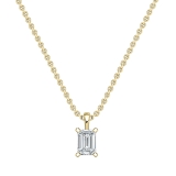 IGI Certified 3.00 Cttw Emerald Cut Solitaire Lab Grown Diamond 4 Prong Pendant with 18 inch Gold Chain, 14K Yellow Gold