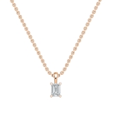 IGI Certified 0.75 Cttw Emerald Cut Solitaire Lab Grown Diamond 4 Prong Pendant with 18 inch Gold Chain, 18K Rose Gold