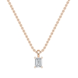 IGI Certified 1.50 Cttw Emerald Cut Solitaire Lab Grown Diamond 4 Prong Pendant with 18 inch Gold Chain, 18K Rose Gold