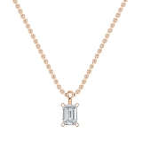 IGI Certified 3.00 Cttw Emerald Cut Solitaire Lab Grown Diamond 4 Prong Pendant with 18 inch Gold Chain, 18K Rose Gold