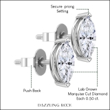 IGI Certified 1.00 Cttw Marquise Lab Grown Diamond V-Prong Solitaire Stud Earrings for Women in 10K White Gold in Push Back