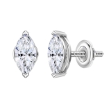 IGI Certified 1.00 Cttw Marquise Lab Grown Diamond V-Prong Solitaire Stud Earrings for Women in 10K White Gold in Screw Back