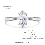 IGI Certified 0.75 Cttw Marquise Lab Grown Diamond Solitaire Engagement Ring, 10K White Gold