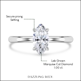 IGI Certified 1.00 Cttw Marquise Lab Grown Diamond Solitaire Engagement Ring, 10K White Gold