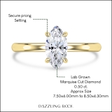 0.50 Cttw Marquise Lab Grown Diamond Solitaire Engagement Ring, 10K Yellow Gold