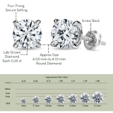 10K White Gold Unseen Halo Screw Back Stud Earrings, 0.58 ctw Round Lab Grown Diamond