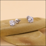 IGI Certified 10K White Gold Unseen Halo Push Back Stud Earrings, 1.08 ctw Round Lab Grown Diamond