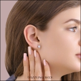 IGI Certified 10K White Gold Unseen Halo Screw Back Stud Earrings, 1.08 ctw Round Lab Grown Diamond