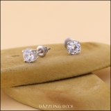 IGI Certified 10K White Gold Unseen Halo Screw Back Stud Earrings, 1.08 ctw Round Lab Grown Diamond