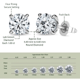 IGI Certified 10K White Gold Unseen Halo Push Back Stud Earrings, 2.08 ctw Round Lab Grown Diamond