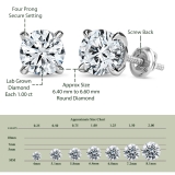 IGI Certified 10K White Gold Unseen Halo Screw Back Stud Earrings, 2.08 ctw Round Lab Grown Diamond