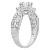 IGI CERTIFIED Round Lab Grown White Diamond Swirl Split Shank Halo Engagement Ring for Women (1.54 ctw, Color H-I, Clarity SI2) in 925 Sterling Silver