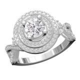 IGI CERTIFIED Pear & Round Lab Grown White Diamond Crisscross Split Shank Engagement Ring for Women (2.05 ctw, Color I-J, Clarity I2-I3) in 925 Sterling SIlver