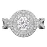 IGI CERTIFIED Pear & Round Lab Grown White Diamond Crisscross Split Shank Engagement Ring for Women (2.05 ctw, Color I-J, Clarity I2-I3) in 925 Sterling SIlver