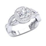 IGI Certified 1.63 ctw Round Lab Grown White Diamond Halo Wedding Ring for Women (6.7mm Center Diamond, Color H-I, Clarity SI2) in 14K White Gold