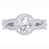 IGI Certified 1.63 ctw Round Lab Grown White Diamond Halo Wedding Ring for Women (6.7mm Center Diamond, Color H-I, Clarity SI2) in 14K White Gold