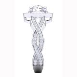 IGI Certified 1.63 ctw Round Lab Grown White Diamond Halo Wedding Ring for Women (6.7mm Center Diamond, Color H-I, Clarity SI2) in 14K White Gold