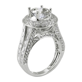 DGLA CERTIFIED Round & Baguette Lab Grown Diamond Split Shank Halo Bridge Engagement Ring for Her (2.90 ctw, Color H-I, Clarity SI2) in 925 Sterling Silver