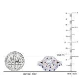 IGI CERTIFIED 6mm Round Lab Grown White Diamond & Created Blue Sapphire Double Halo Split Shank with Matching Band for Her in 18K Rose Gold