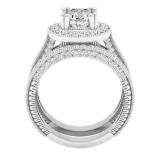 IGI CERTIFIED 7.5mm Round Centre & 1.00 Carat (ctw) Side Lab Grown White Diamond Halo Ring Set for Her in 18K White Gold