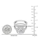 IGI CERTIFIED 7.5mm Round Centre & 1.00 Carat (ctw) Side Lab Grown White Diamond Halo Ring Set for Her in 18K White Gold